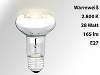 Luminea Halogen-Reflektor, R63, E27, 230 Volt, 165 Lumen, 28 Watt, warmweiß; LED-Tropfen E27 (warmweiß) 