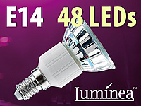 Luminea Dimmbare SMD-LED-Lampe, E14, 48 LEDs, warmweiß, 250-260 lm