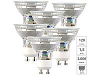 Luminea 6er-Set LED-Glas-Spots, GU10, 1,5 W (ersetzt 15W), 120 lm, warmweiß; LED-Tropfen E27 (warmweiß) LED-Tropfen E27 (warmweiß) LED-Tropfen E27 (warmweiß) LED-Tropfen E27 (warmweiß) 