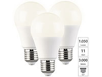 Luminea 3er Set LED-Lampen, E, 9 W (ersetzt 120 W), E27, warmweiß, 1.050 lm; LED-Spots GU10 (warmweiß) LED-Spots GU10 (warmweiß) LED-Spots GU10 (warmweiß) LED-Spots GU10 (warmweiß) 