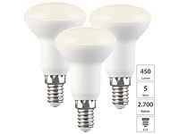 Luminea 3er-Set LED-Reflektoren, R50, warmweiß, 450 lm, E14, 5W (ersetzt 40W); LED-Tropfen E27 (warmweiß) LED-Tropfen E27 (warmweiß) LED-Tropfen E27 (warmweiß) LED-Tropfen E27 (warmweiß) 