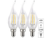 Luminea 3er-Set LED-Filament-Kerze E14, 4W (ersetzt 40W), 470lm warmweiß, Ba35; LED-Tropfen E27 (warmweiß) LED-Tropfen E27 (warmweiß) LED-Tropfen E27 (warmweiß) 