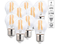 Luminea 9er-Set LED-Filament-Lampen, G45, E27, 470 lm, 4 W, 2700 K, dimmbar; LED-Tropfen E27 (warmweiß) LED-Tropfen E27 (warmweiß) LED-Tropfen E27 (warmweiß) LED-Tropfen E27 (warmweiß) 