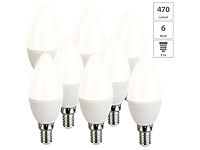 Luminea 8er-Set LED-Kerzen, warmweiß, 470 Lumen, E14, G, 6 Watt; LED-Tropfen E27 (warmweiß) LED-Tropfen E27 (warmweiß) LED-Tropfen E27 (warmweiß) LED-Tropfen E27 (warmweiß) 