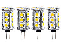 Luminea LED-Stiftsockellampe m. 18 SMD LEDs, G4,12V, tageslichtweiß, rund, 4er; Stiftsockellampen Stiftsockellampen 