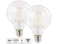 Luminea 2er-Set LED-Filament-Birnen, E27, E, 6 W, 806 lm, 345°; LED-Tropfen E27 (warmweiß) LED-Tropfen E27 (warmweiß) LED-Tropfen E27 (warmweiß) 