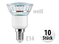Luminea SMD-LED-Lampe, E14, 24 LEDs, weiß, 130 lm, 10er-Set; LED-Spot E14 (tageslichtweiß) 