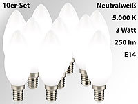 Luminea SMD-LED-Kerzenlampe, 3 Watt, E14, B35, 250 lm, weiß, 10er-Set; LED-Tropfen E27 (warmweiß) 