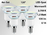 Luminea LED-Spot E14, 1,5W, warmweiß 2700K, 135 lm, 4er-Set