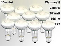 Luminea Halogen-Reflektor, R63, E27, 165 Lumen, 28 Watt, warmweiß, 10er-Set; LED-Tropfen E27 (warmweiß) 