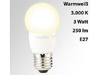 Luminea LED-Tropfen, E27, 3 W, 250 lm, 160°, 3.000 K, warmweiß