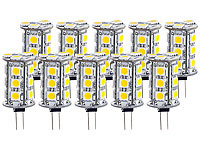 Luminea LED-Stiftsockellampe mit 18 SMD LEDs, G4 (12 V), weiß, 10er-Set; LED G4 Leuchten 