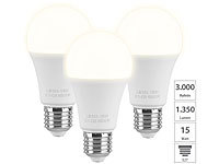 Luminea 3er-Set LED-Lampen, E27, 11 W (ersetzt 120 W), 1.350 lm, warmweiß; LED-Spots GU10 (warmweiß), LED-Tropfen E27 (tageslichtweiß) LED-Spots GU10 (warmweiß), LED-Tropfen E27 (tageslichtweiß) LED-Spots GU10 (warmweiß), LED-Tropfen E27 (tageslichtweiß) LED-Spots GU10 (warmweiß), LED-Tropfen E27 (tageslichtweiß) 