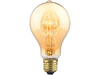 Luminea Vintage-Schmucklampe, gewölbt, mit gitterförmigem Glühdraht; LED-Tropfen E27 (warmweiß) LED-Tropfen E27 (warmweiß) LED-Tropfen E27 (warmweiß) LED-Tropfen E27 (warmweiß) 