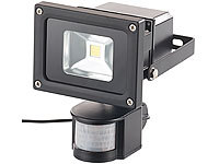 Luminea COB-LED-Solar Wandstrahler mit PIR-Bewegungssensor, 10 Watt, 600 Lumen; LED-Außenstrahler mit PIR-Sensor (tageslichtweiß) LED-Außenstrahler mit PIR-Sensor (tageslichtweiß) LED-Außenstrahler mit PIR-Sensor (tageslichtweiß) 