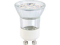 Luminea LED-Spotlight, Glasgehäuse, 100 lm, MR11, 1,2W, GU10, warmweiß