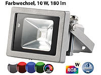 Luminea Wetterfester LED-Fluter im Metallgehäuse, 10 W, IP65, RGB; Wasserfeste LED-Fluter (warmweiß) Wasserfeste LED-Fluter (warmweiß) Wasserfeste LED-Fluter (warmweiß) 