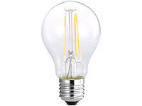 Luminea LED-Filament-Birne, A++, E27, 4 W, 420 lm, 360°, 3000 K; LED-Tropfen E27 (warmweiß) 