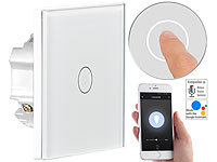 Luminea Home Control Touch-Lichtschalter, WLAN, kompat. zu Siri, Alexa & Google Assistant; WLAN-Lichttaster WLAN-Lichttaster WLAN-Lichttaster WLAN-Lichttaster 