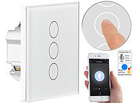 Luminea Home Control Touch-Dreifach-Lichtschalter, komp. zu Amazon Alexa & Google Assistant; WLAN-Unterputz-Steckdosen WLAN-Unterputz-Steckdosen WLAN-Unterputz-Steckdosen WLAN-Unterputz-Steckdosen 