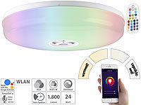 Luminea Home Control LED-Deckenleuchte RGB + CCT, mit WLAN, App und Sprachsteuerung; Alexa-Deckenlampen Alexa-Deckenlampen 