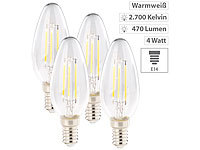 Luminea 6er-Set LED-Filament-Kerzen, E14, E, 4,2 Watt, 470 lm, 345°, warmweiß