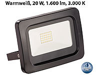 Luminea Wetterfester Mini-LED-Fluter, 20 W, 1.600 lm, IP65, 3.000 K, warmweiß; LED-Fluter mit Bewegungsmelder (tageslichtweiß) LED-Fluter mit Bewegungsmelder (tageslichtweiß) 