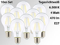 Luminea LED-Filament-Birne, A60, E27, 470 lm, 4 W, 360°, 6.500 K, 10er-Set