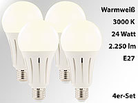 Luminea High-Power-LED-Lampe E27, 23 Watt, 2.400 Lumen, 3000 K, 4er-Set; LED-Tropfen E27 (warmweiß) LED-Tropfen E27 (warmweiß) LED-Tropfen E27 (warmweiß) LED-Tropfen E27 (warmweiß) 