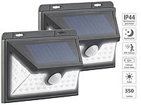 Luminea 2er-Set Solar-LED-Wandleuchten, Bewegungs-Sensor, Akku, 350 lm, 7,2 W; LED-Solar-Fluter mit Bewegungsmelder LED-Solar-Fluter mit Bewegungsmelder LED-Solar-Fluter mit Bewegungsmelder LED-Solar-Fluter mit Bewegungsmelder 