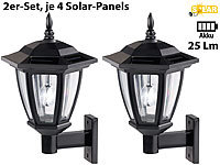 Luminea Solar-LED Außen-Wand-Leuchten, weißes Licht, 25 Lumen, 2er-Set; LED-Solar-Fluter mit Bewegungsmeldern LED-Solar-Fluter mit Bewegungsmeldern LED-Solar-Fluter mit Bewegungsmeldern 