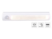 Luminea Batterie-LED-Schrankleuchte, PIR & Lichtsensor, 0,6 W, 25 Lm, 6000 K