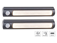 Luminea 2er-Set LED-Schrankleuchte, PIR & Lichtsensor, 0,6 W, 25 Lm, 3000 K