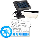 Luminea Solar-LED-Sonnenschirm-Lichterkette Versandrückläufer; LED-Solar-Fluter mit Bewegungsmelder 