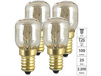 Luminea 4er-Set Backofenlampen, E14, T26, 25 W, 100 lm, warmweiß, bis 300 °C