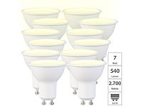 Luminea 12er-Set LED-Spots GU10, 7 W (ersetzt 50 W), 540 Lumen, warmweiß; LED-Tropfen E27 (warmweiß) LED-Tropfen E27 (warmweiß) LED-Tropfen E27 (warmweiß) LED-Tropfen E27 (warmweiß) 