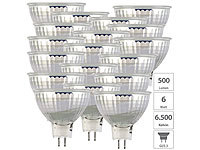 Luminea 18er-Set LED-Spots, Glasgehäuse GU5.3, 6W, 500 lm, 6500K; LED-Spots GU10 (warmweiß), LED-Tropfen E27 (tageslichtweiß) LED-Spots GU10 (warmweiß), LED-Tropfen E27 (tageslichtweiß) LED-Spots GU10 (warmweiß), LED-Tropfen E27 (tageslichtweiß) LED-Spots GU10 (warmweiß), LED-Tropfen E27 (tageslichtweiß) 
