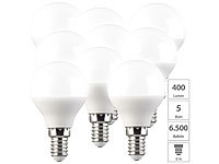 Luminea 9er-Set LED-Tropfen-Lampe E14, 4,9W (ersetzt 40W) 470lm tageslichtweiß; LED-Tropfen E27 (warmweiß) LED-Tropfen E27 (warmweiß) LED-Tropfen E27 (warmweiß) LED-Tropfen E27 (warmweiß) 