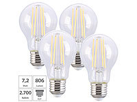 Luminea 4er-Set LED-Filament-Lampe E27 7,2 W (ersetzt 60 W) 806 lm warmweiß; LED-Tropfen E27 (warmweiß) LED-Tropfen E27 (warmweiß) LED-Tropfen E27 (warmweiß) LED-Tropfen E27 (warmweiß) 