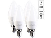 Luminea 4er-Set LED-Kerzen E14, C37, 3W (ersetzt 30W), 240 lm, tageslichtweiß