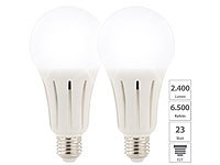 Luminea 2er-Set High-Power-LED-Lampen E27, 23 Watt, 2.400 Lumen, 6.500 K; LED-Tropfen E27 (warmweiß) LED-Tropfen E27 (warmweiß) LED-Tropfen E27 (warmweiß) LED-Tropfen E27 (warmweiß) 
