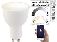 Luminea Home Control WLAN-LED-Lampe, komp. zu Amazon Alexa & Google Assistant, GU10, CCT; WLAN-LED-Lampen GU10 RGBW 
