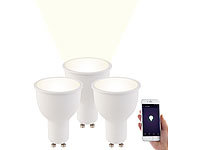 Luminea 3er-Set WLAN-LED-Lampen, für Amazon Alexa & Google Assistant, GU10; LED-Tropfen E27 (warmweiß) LED-Tropfen E27 (warmweiß) 