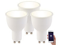 Luminea 3er-Set WLAN-LED-Lampen GU10, komp. mit Alexa, warmweiß, 4,5 Watt, F; LED-Tropfen E27 (warmweiß) LED-Tropfen E27 (warmweiß) 