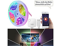 ; WLAN-RGB-LED-Lichtstreifen mit App und Sprachsteuerung, WLAN-RGBIC-LED-Lichtsteifen mit App und SprachsteuerungUSB-WLAN-LED-Streifen-Set in RGB und CCT mit Sprach- & Soundsteuerung 