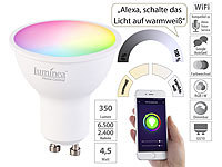 Luminea Home Control WLAN-LED-Spot, GU10, RGB-CCT, 4,5 W (ersetzt 35 W), 326 lm, 45°, App; WLAN-LED-Lampen E27 RGBW WLAN-LED-Lampen E27 RGBW WLAN-LED-Lampen E27 RGBW WLAN-LED-Lampen E27 RGBW 