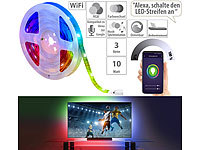 Luminea Home Control WLAN-RGB-LED-Streifen mit App und Sprachsteuerung, USB, 3 m; RGB-LED-Lichterdrähte mit WLAN, App- und Sprach-Steuerung RGB-LED-Lichterdrähte mit WLAN, App- und Sprach-Steuerung RGB-LED-Lichterdrähte mit WLAN, App- und Sprach-Steuerung RGB-LED-Lichterdrähte mit WLAN, App- und Sprach-Steuerung 