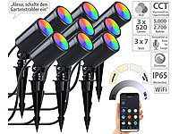 Luminea Home Control 3x 3er-Set WLAN-Gartenstrahler, dimmbar, RGB & CCT, je 520 lm, App; WLAN-USB-Stimmungsleuchten mit RGB + CCT-LEDs und App WLAN-USB-Stimmungsleuchten mit RGB + CCT-LEDs und App WLAN-USB-Stimmungsleuchten mit RGB + CCT-LEDs und App WLAN-USB-Stimmungsleuchten mit RGB + CCT-LEDs und App 