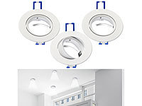 Luminea 3er-Set Alu-Einbaustrahler-Rahmen, einstellbarer Abstrahlwinkel, weiß; LED-Spots GU10 (warmweiß) LED-Spots GU10 (warmweiß) LED-Spots GU10 (warmweiß) LED-Spots GU10 (warmweiß) 