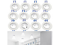 Luminea 12er-Set Einbaustrahler-Rahmen, einstellbarer Abstrahlwinkel, weiß; LED-Spots GU10 (warmweiß) LED-Spots GU10 (warmweiß) LED-Spots GU10 (warmweiß) 
